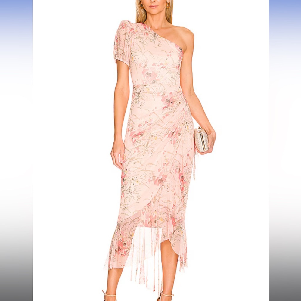 One Shoulder Dress in Sketched Floral Field-
BCBGMAXAZRIA